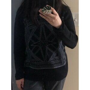 Star Constellation Silver Lining Black Sweater - Size Medium Women